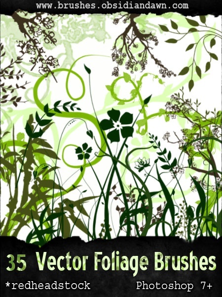 free photoshop brushes. A set of Photoshop brushes made up of various foliage and plants in vector 