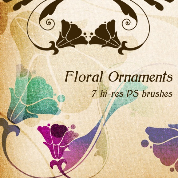 This time I prepared for you a set of seven floral ornament elements created